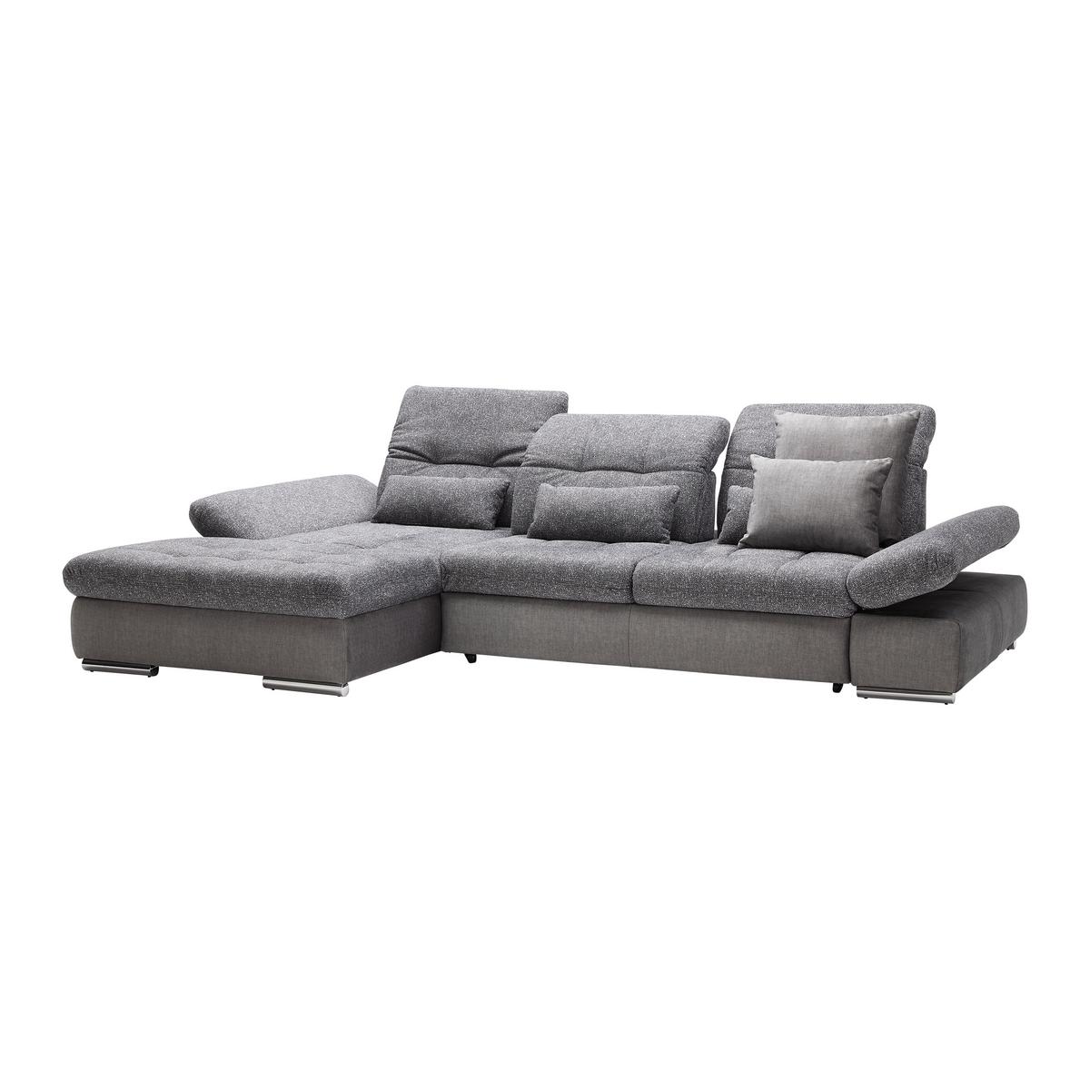 Wohnlandschaft Sanfino Graphitfarben/Grau - Chromfarben/Graphitfarben, KONVENTIONELL, Holz/Textil (199/79-96/305cm) - Premium Living