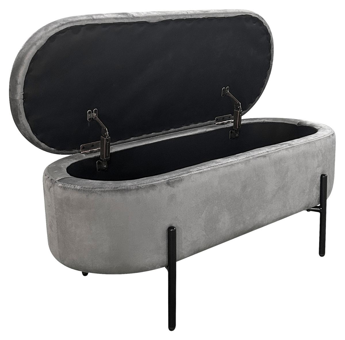 Sitzbank Nova Grau Samt - Schwarz/Grau, Design, Textil/Metall (95/42/37,5cm) - MID.YOU