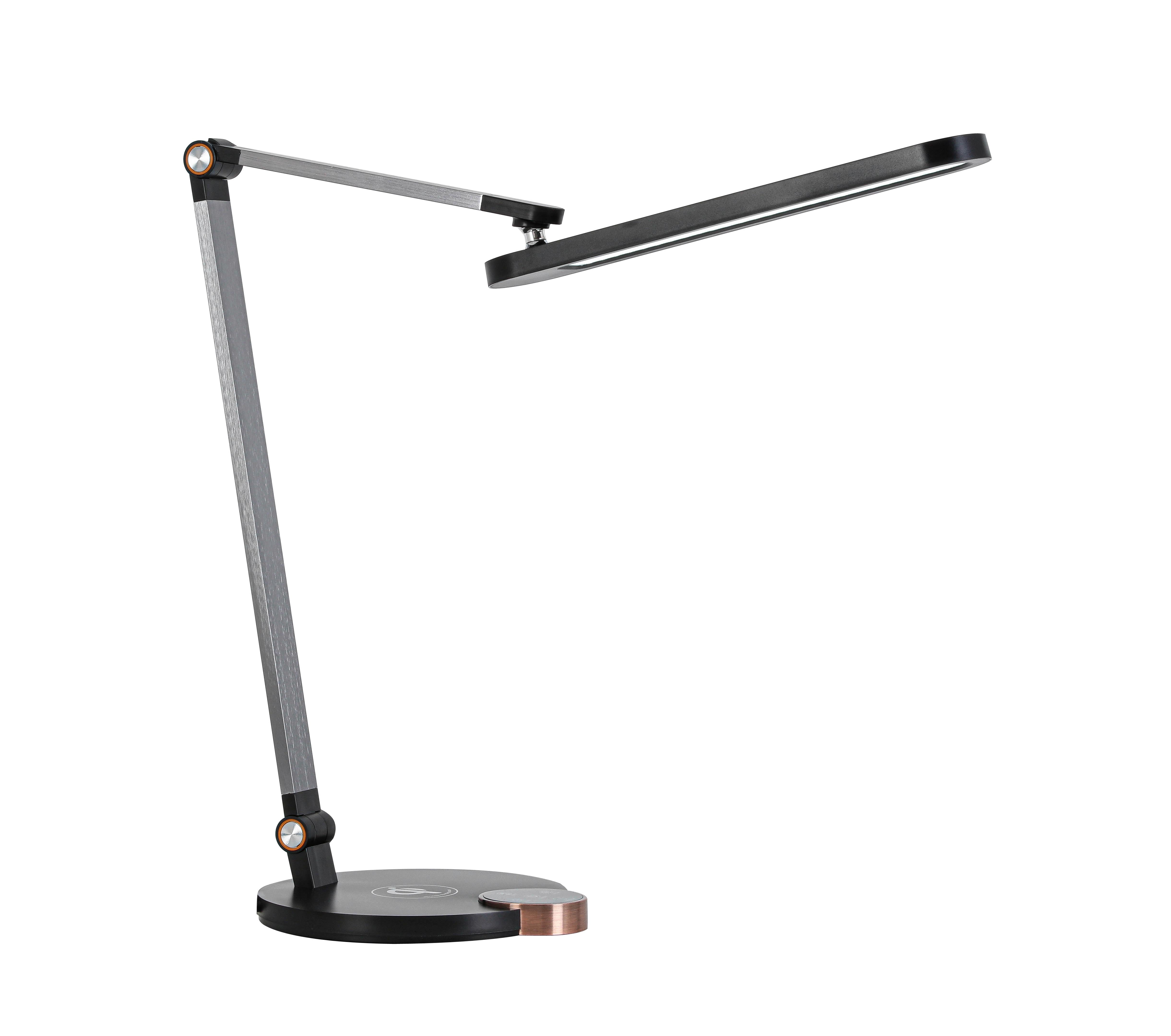 LED-Schreibtischleuchte Rink Schwarz/Alu/Kupfer max.10 Watt - Schwarz/Alufarben, Modern, Kunststoff/Metall (37/20/40-70cm) - Mömax