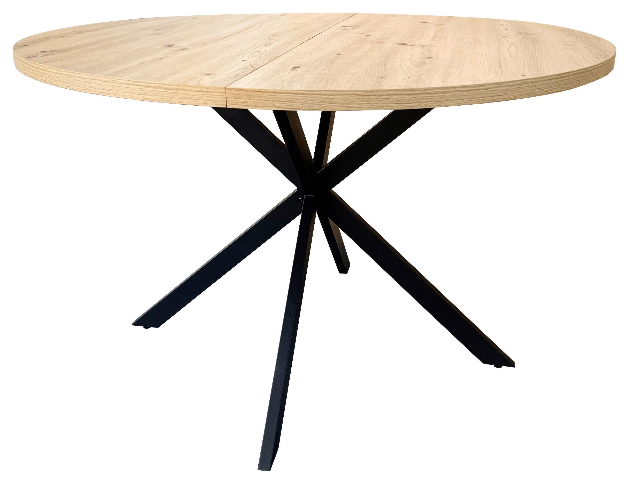 STÓŁ DO JADALNI MONTE - kolor dębowy/czarny, Modern, materiał drewnopochodny/metal (120/120/75cm) - MID.YOU