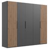 DULAP USI ROTATIVE ANDORRA - culoare lemn stejar/grafit, Modern, material pe bază de lemn (250/216/58cm) - Modern Living
