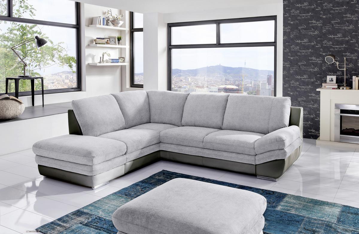 Wohnlandschaft in Grau/ Dunkelgrau ´NARDO´ - Chromfarben/Dunkelgrau, MODERN, Textil/Metall (221/264cm) - MID.YOU