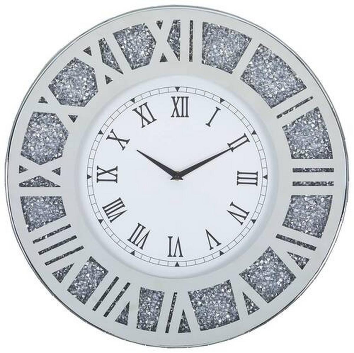 ZEGAR ŚCIENNY ELISE - kolor srebrny, Trend, materiał drewnopochodny/tworzywo sztuczne (50/50/4,4cm) - Xora