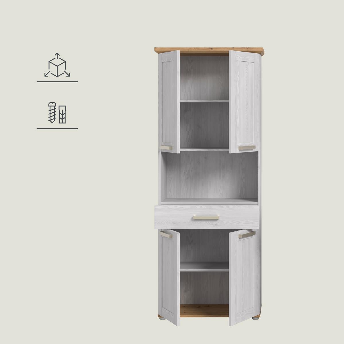 HOCHSCHRANK VERONA - Silberfarben/Lärchefarben, Trend, Holzwerkstoff/Kunststoff (74/187/34cm) - MID.YOU