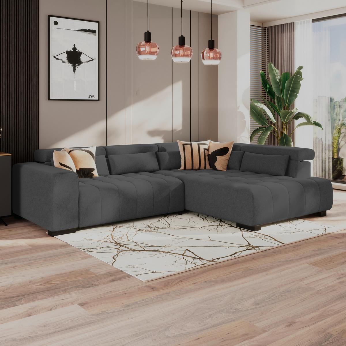 Kutna Garnitura Matera - boje grafita/crna, Trend, tekstil/drvo (311/226cm)