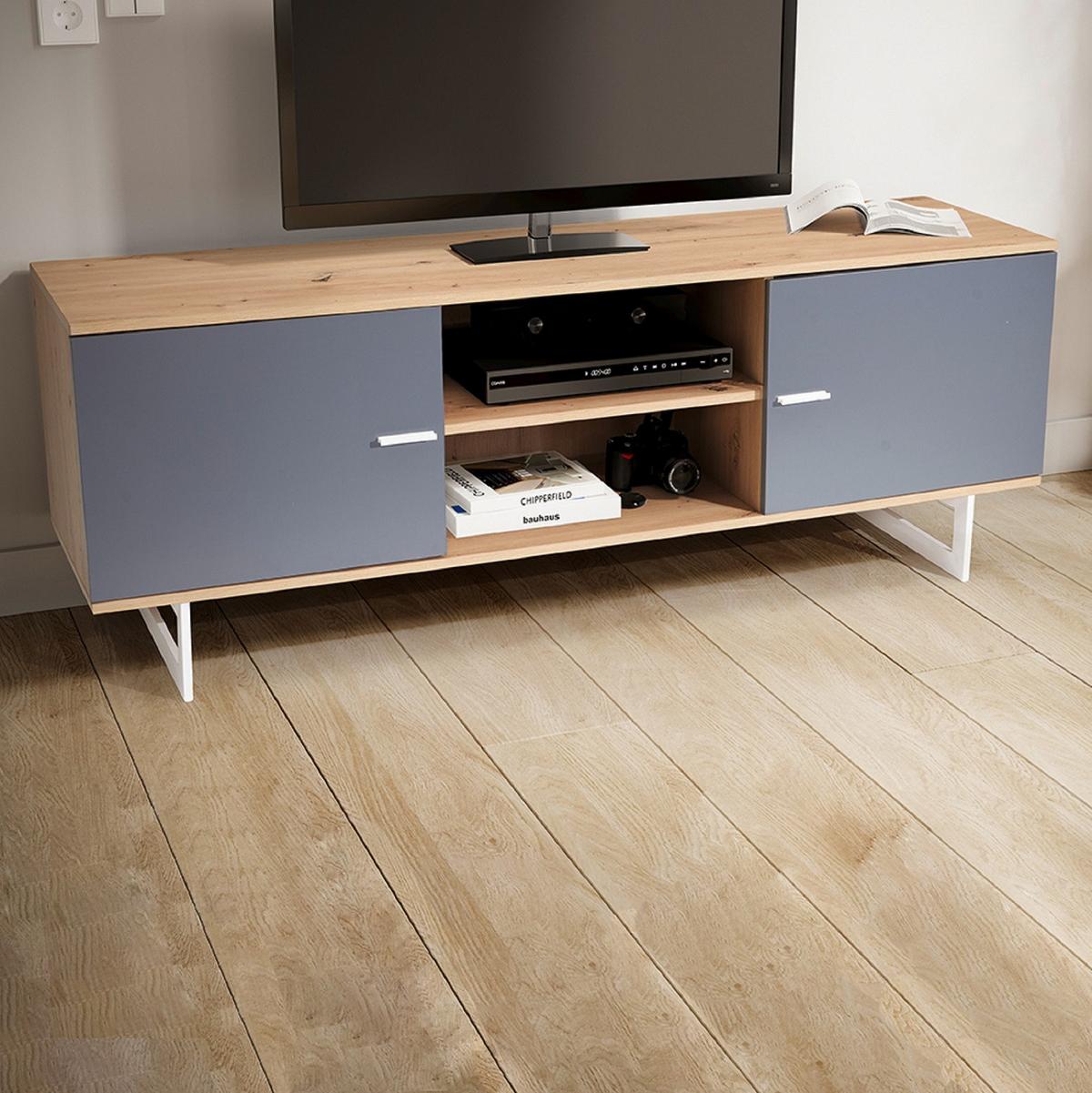 Nizka Omarica Wl6.824 - srebrne barve/siva, Design, kovina/leseni material (150/55/40cm) - Livetastic