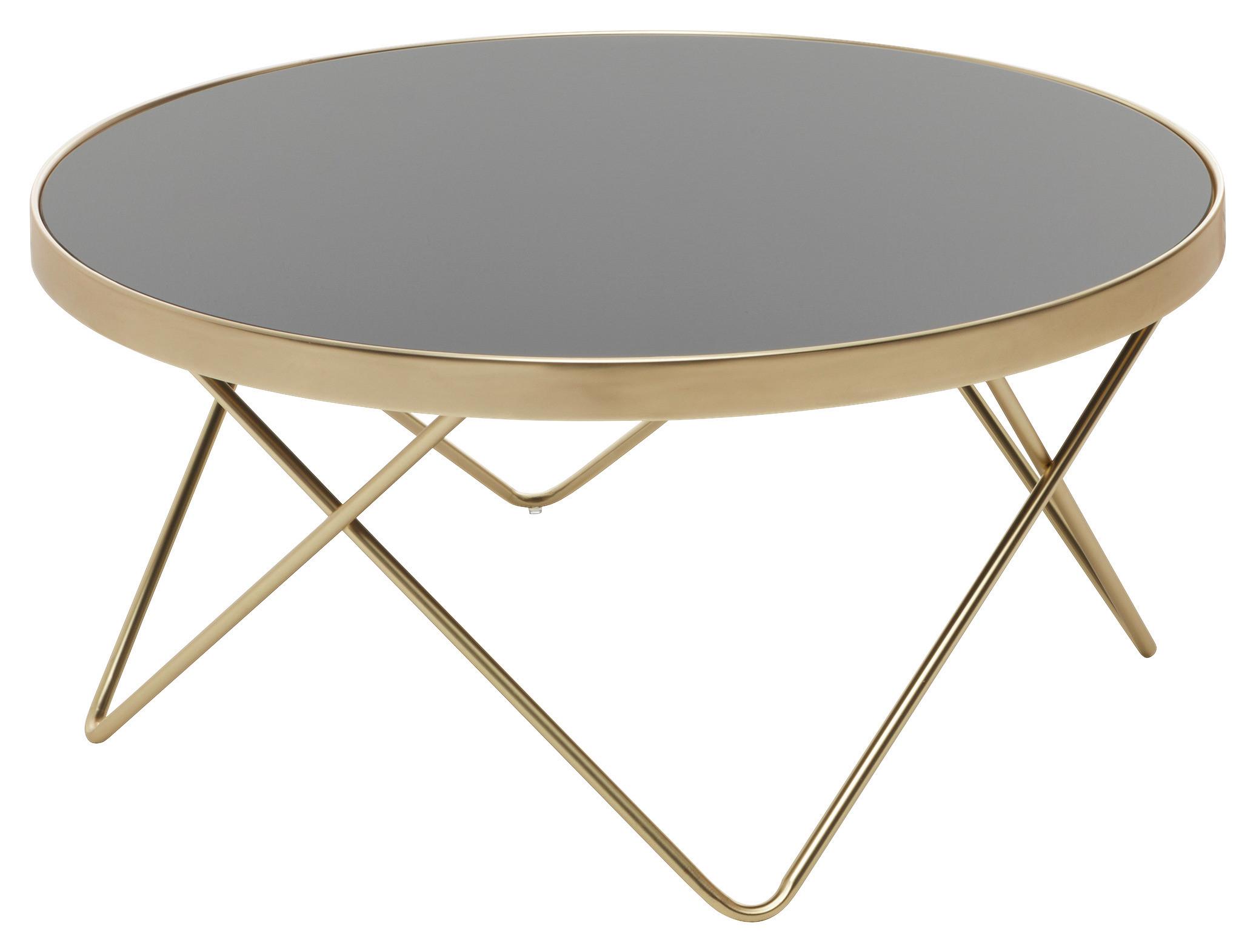 Couchtisch Dana in Schwarz/Gold Rund - Goldfarben/Schwarz, Design, Glas/Metall (82/82/39cm) - MID.YOU