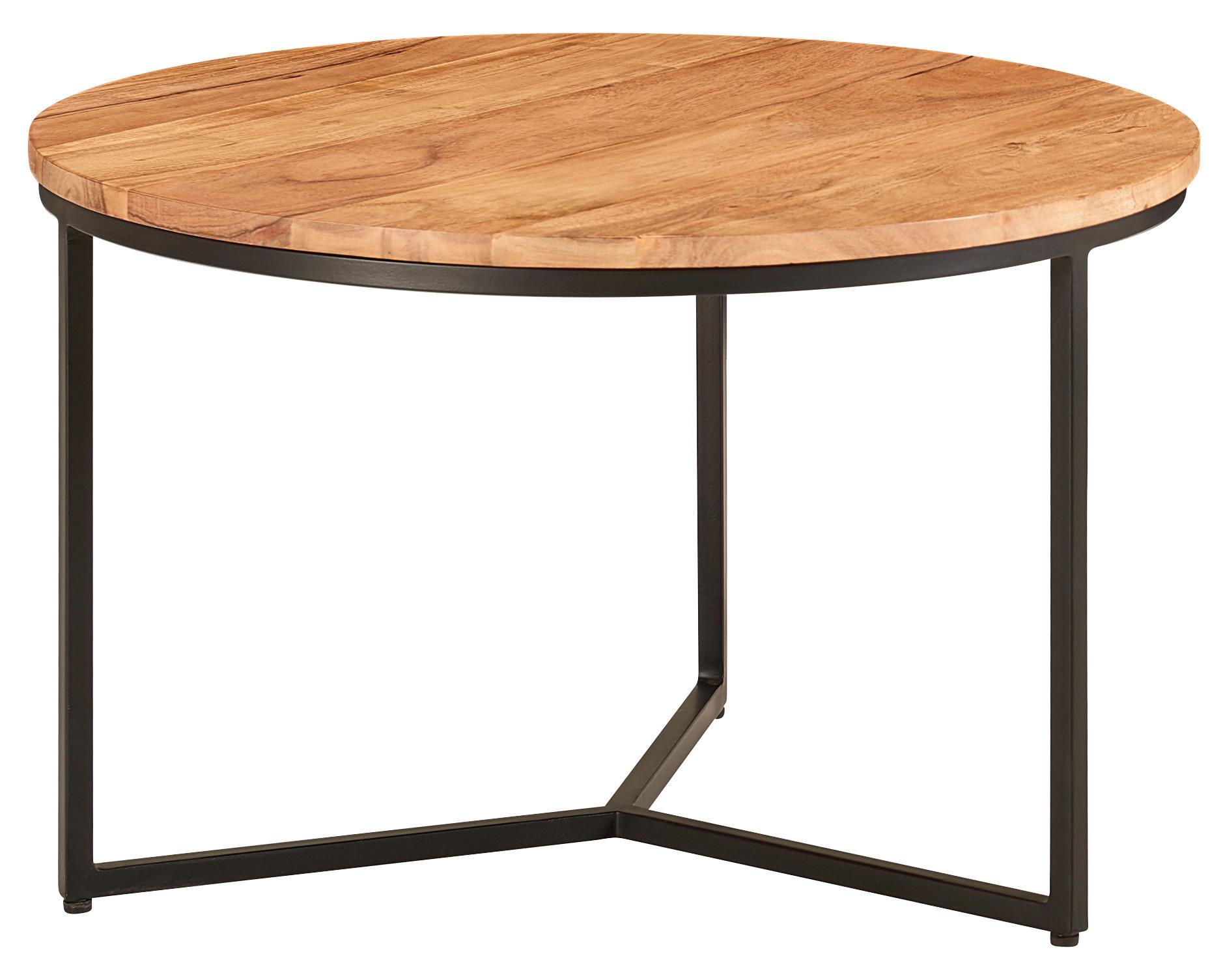 Klubska Miza Wl6.368 - črna/barve akacije, Moderno, kovina/les (60/60/38cm) - MID.YOU