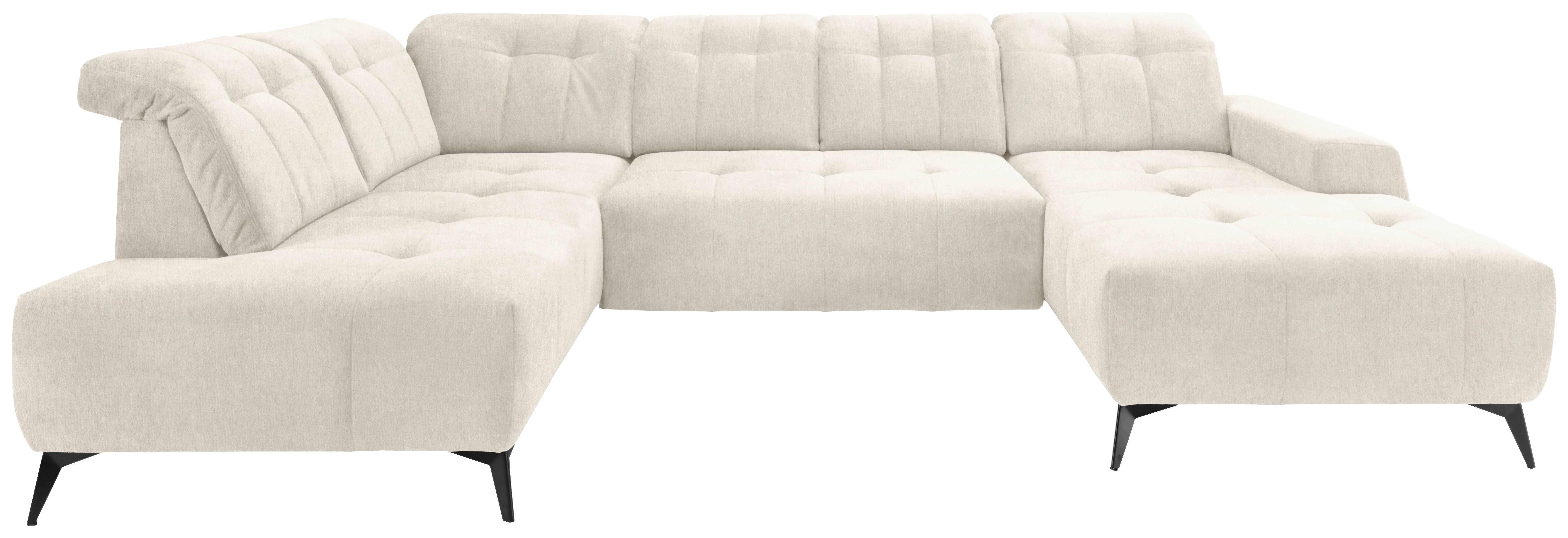 WOHNLANDSCHAFT SANO - Creme/Schwarz, MODERN, Textil/Metall (200/337/180cm) - Livetastic