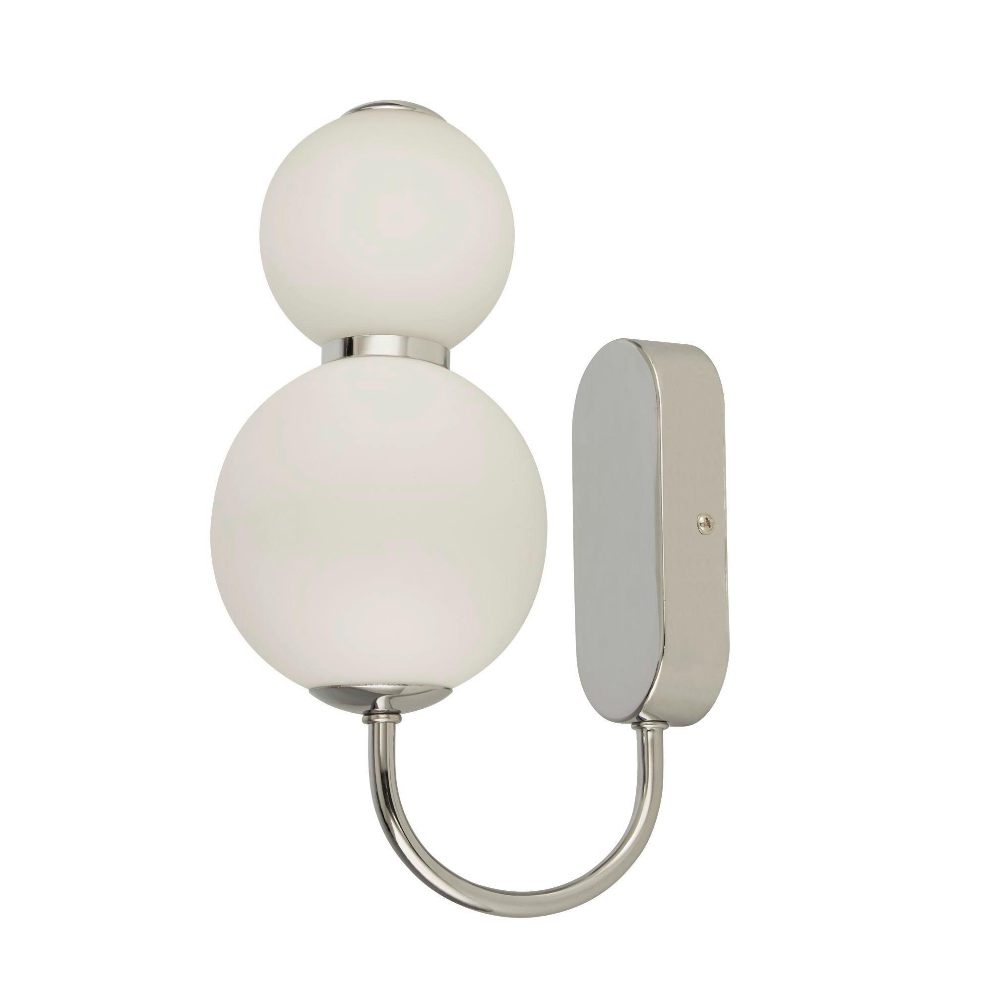 LED Falilámpa 51022-2cc - krómszínű/fehér, Basics, üveg/fém (12/28cm)