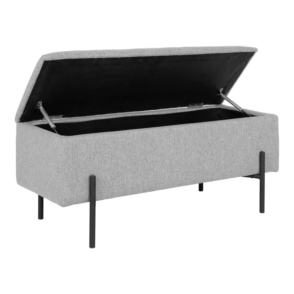 Truhenbank Watford Hellgrau - Hellgrau/Schwarz, Design, Textil/Metall (95/43/36,5cm) - MID.YOU