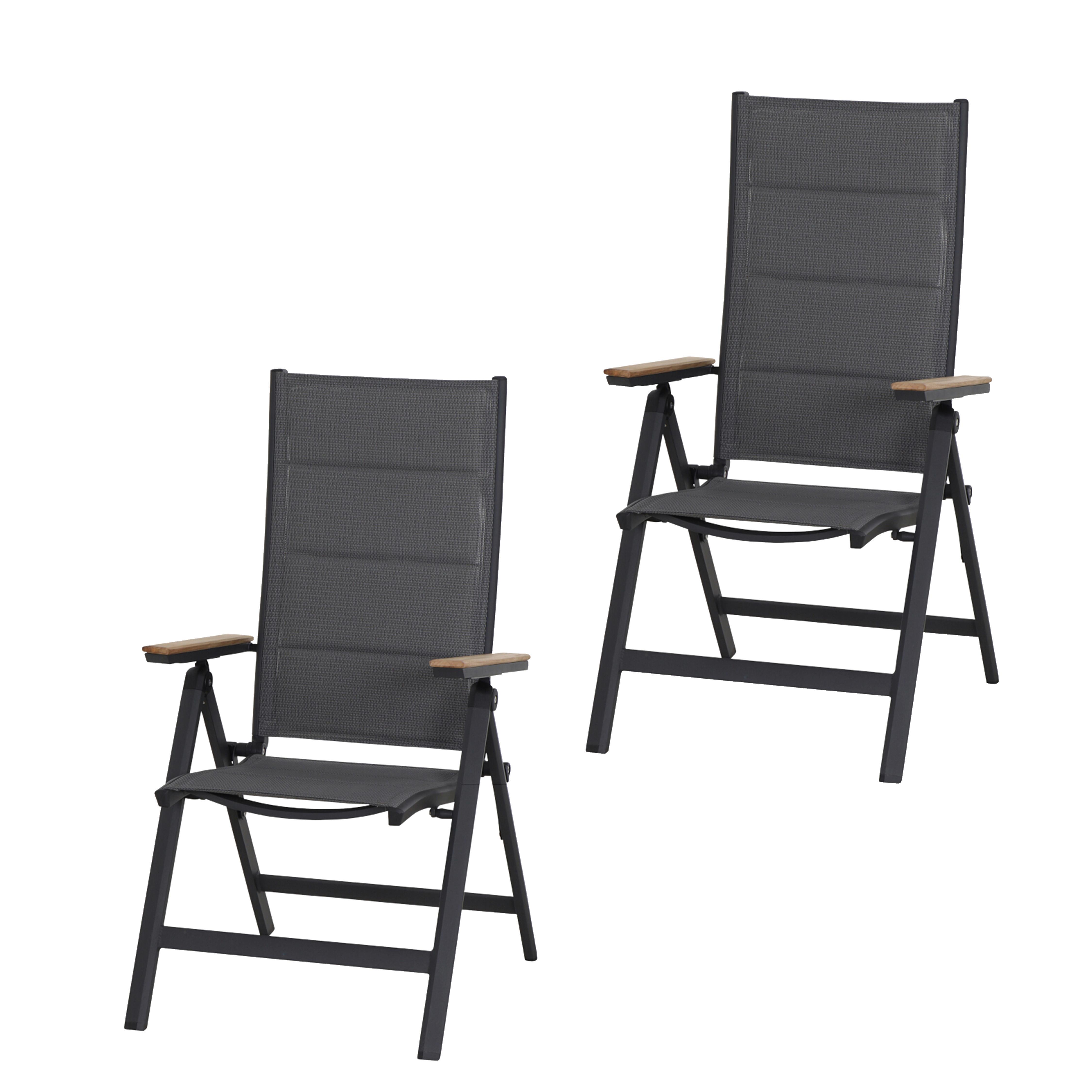 Gartenstuhl-Set Tesor 2-tlg. Anthrazit Hochlehner - Anthrazit, Basics, Holz/Kunststoff (59/110/68cm) - Siena Garden