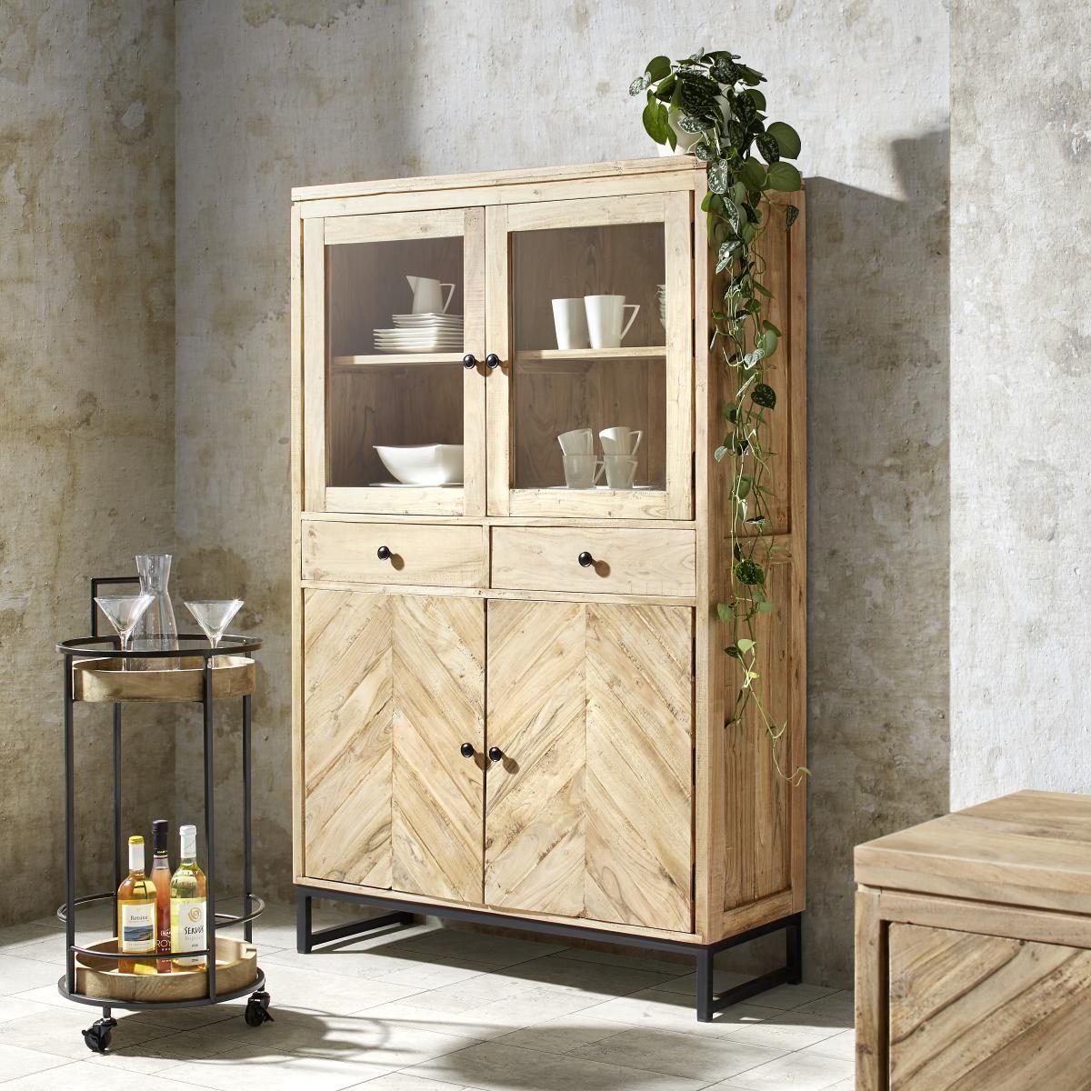 Servirni Voziček Justus - črna/naravne barve, Trendi, kovina/les (40,5/89cm) - Premium Living