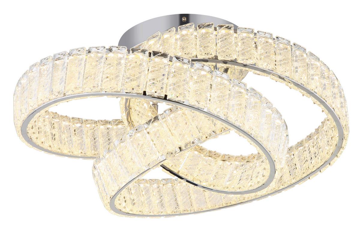 LED-DECKENLEUCHTE 67162D MUCKY - Klar/Chromfarben, Konventionell, Glas/Metall (60/26cm) - Globo