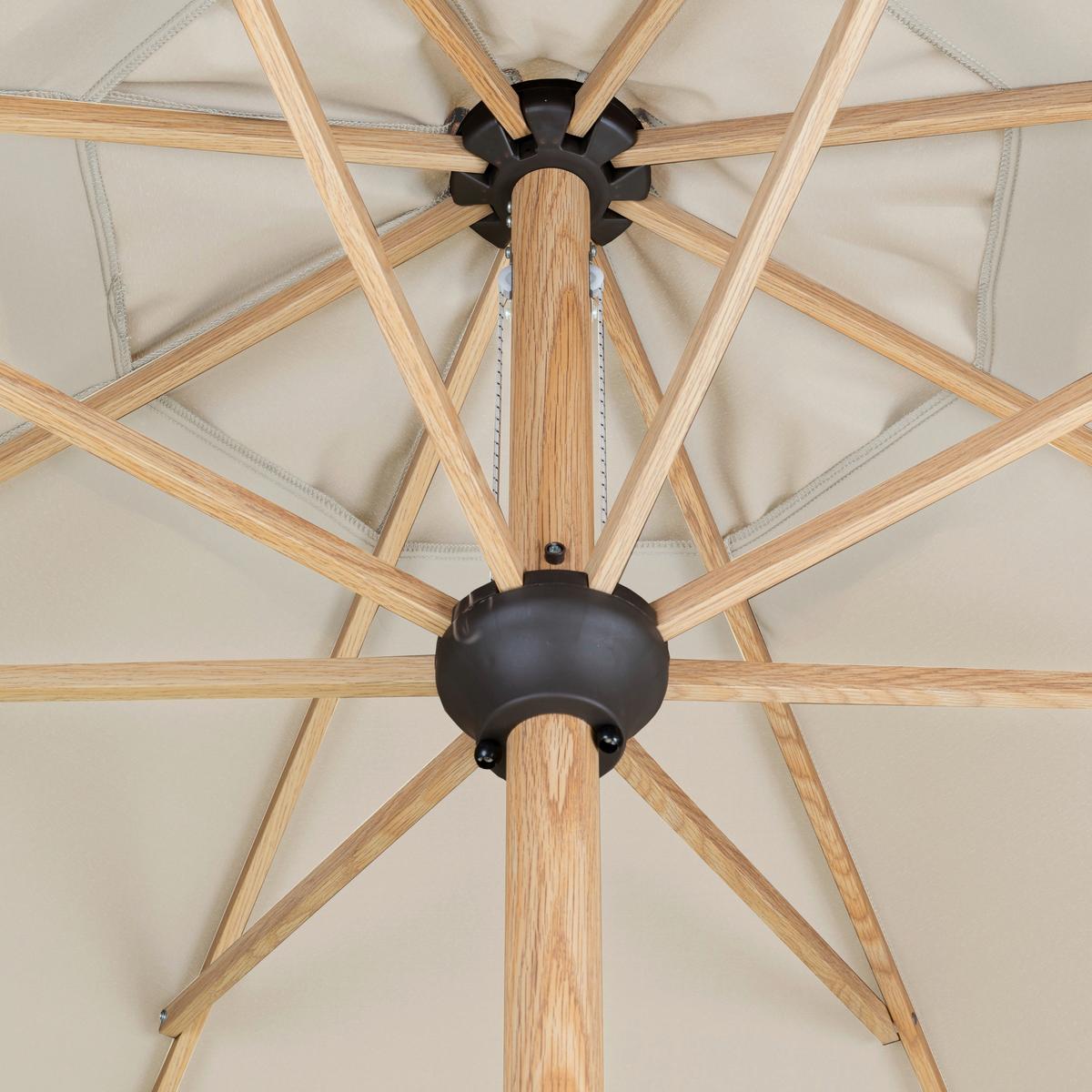 Sonnenschirm Alu Wood Ultra Naturfarben ca. 350x350cm - Eschefarben/Naturfarben, Design, Textil/Metall (350/350cm) - Doppler