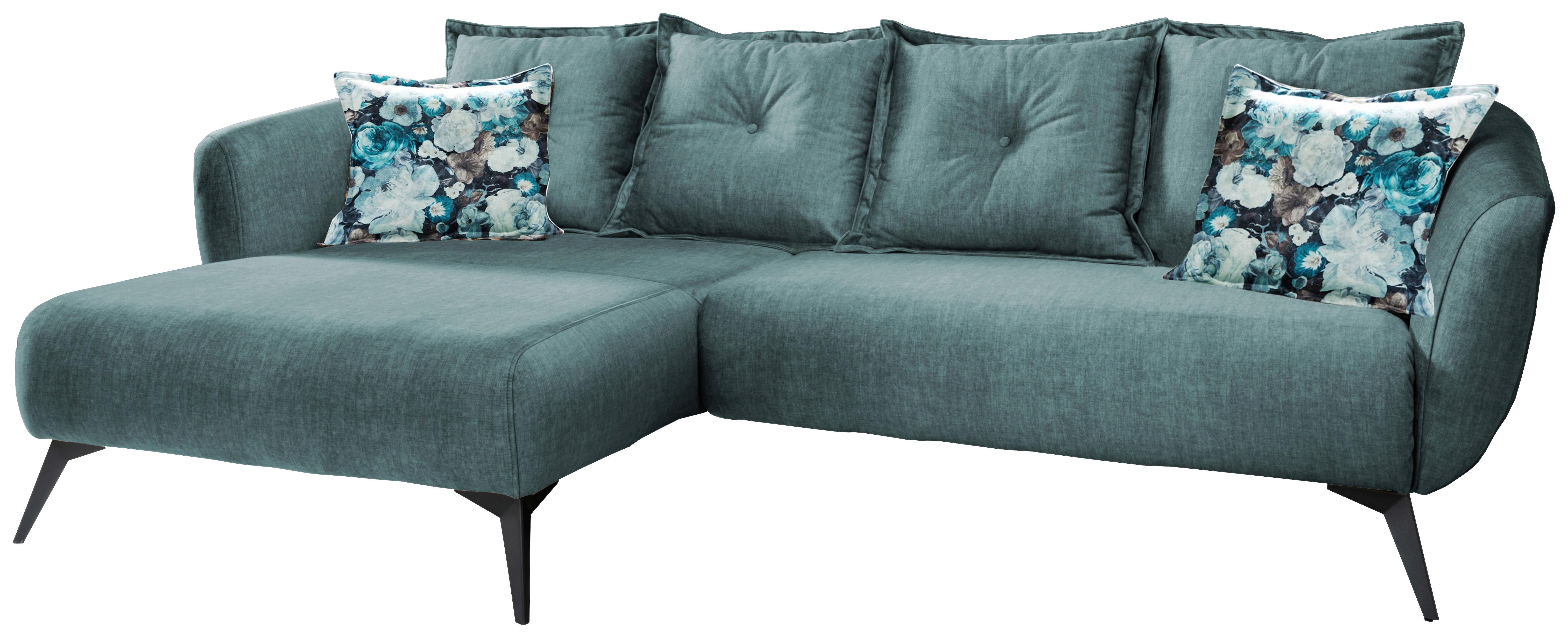 Wohnlandschaft Baggio Blau Velours - Blau/Multicolor, MODERN, Holz/Textil (162/277cm) - Livetastic