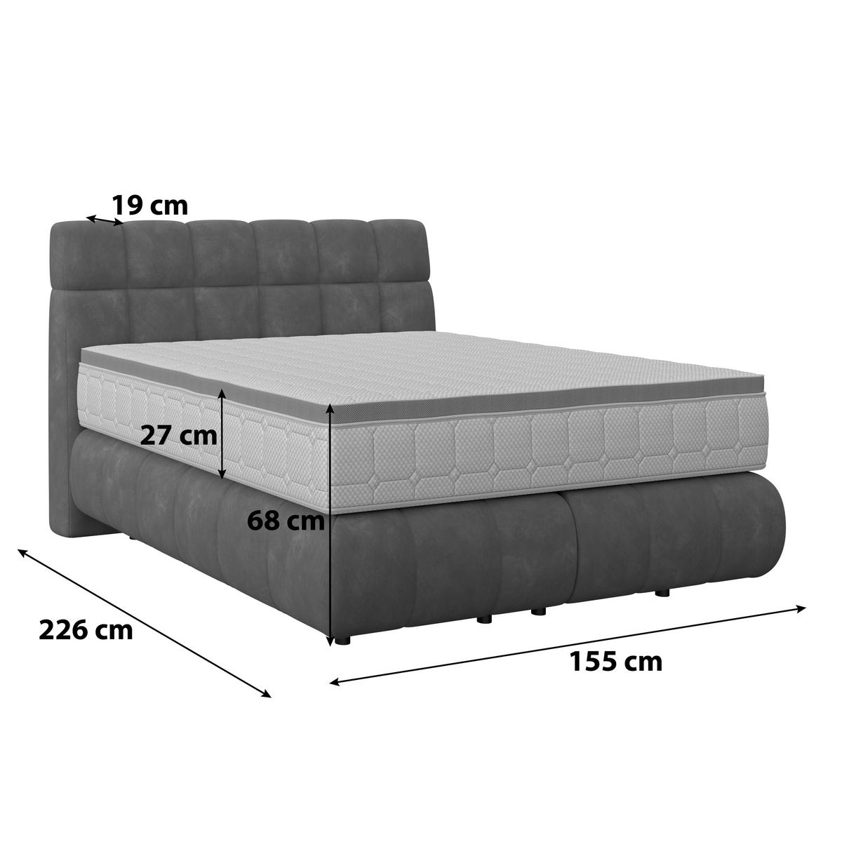 Pat Boxspring Nobu - ruginiu, Trend, lemn/textil (140/200cm) - Premium Living