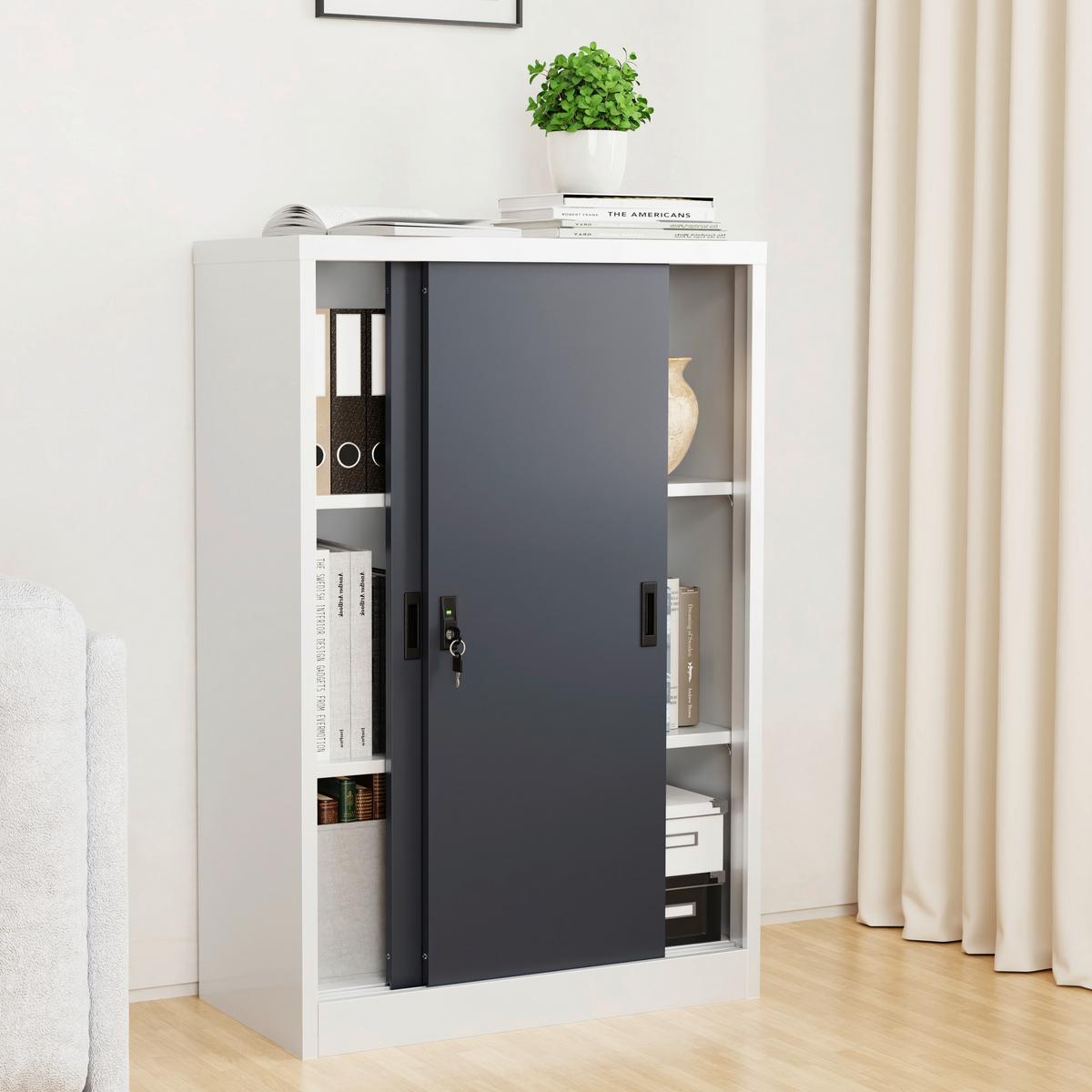 Aktenschrank Malivo - Weiss/Anthrazit, Konventionell, Metall (80/120/40cm) - MID.YOU