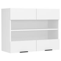 KÜCHENOBERSCHRANK FASOLA - Weiss/Schwarz, Trend, Glas/Holzwerkstoff (80/60/31cm) - MID.YOU