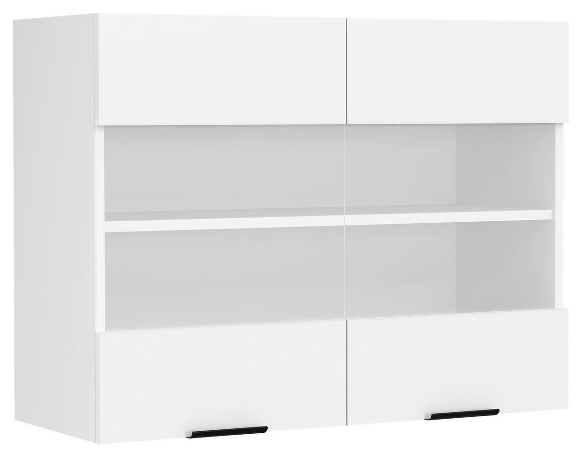 KÜCHENOBERSCHRANK FASOLA - Weiss/Schwarz, Trend, Glas/Holzwerkstoff (80/60/31cm) - MID.YOU