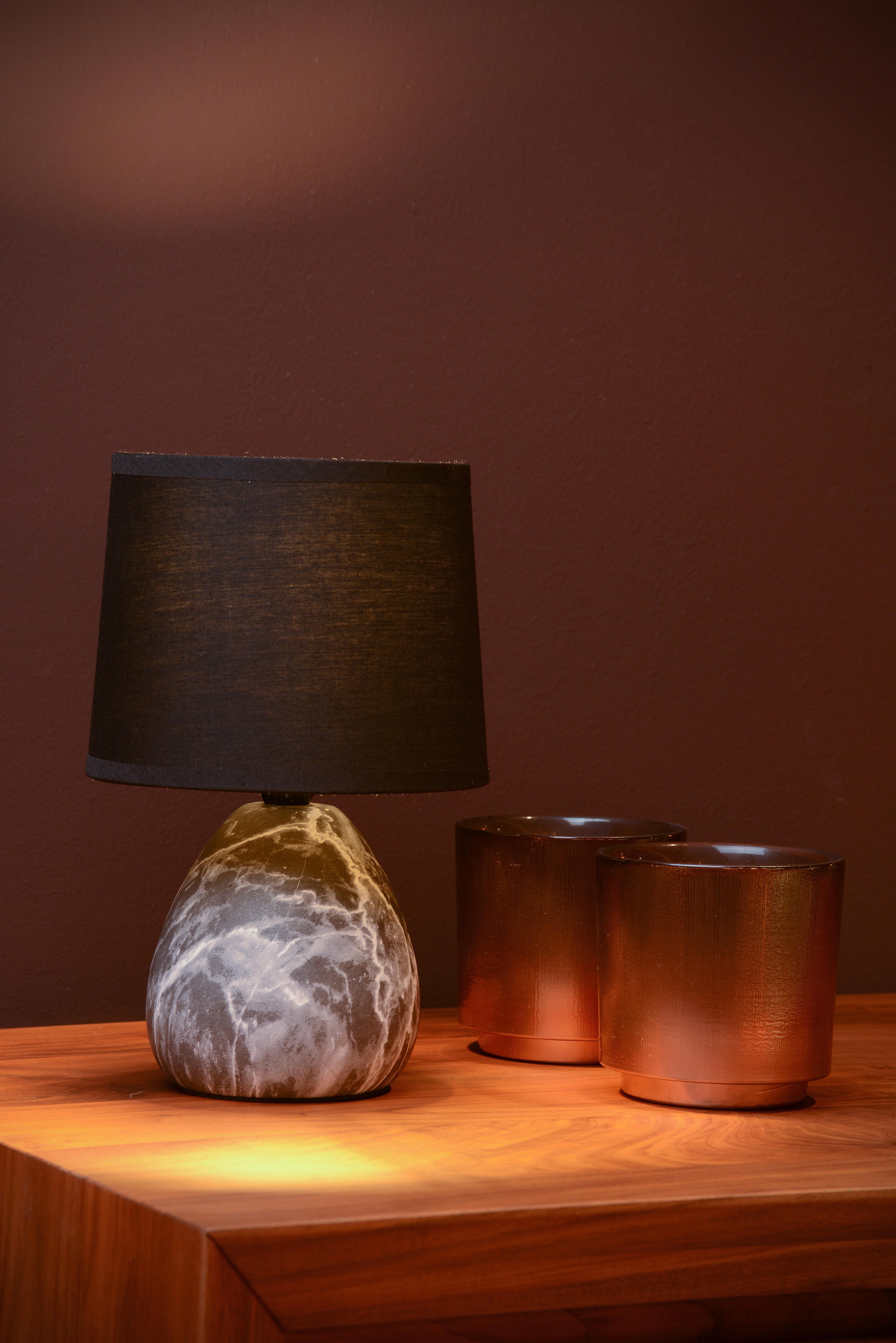 LAMPA STOŁOWA 47508/81/30 MARMO - czarny/biały, Basics, tkanina/ceramika (16/16/25.5cm) - Lucide