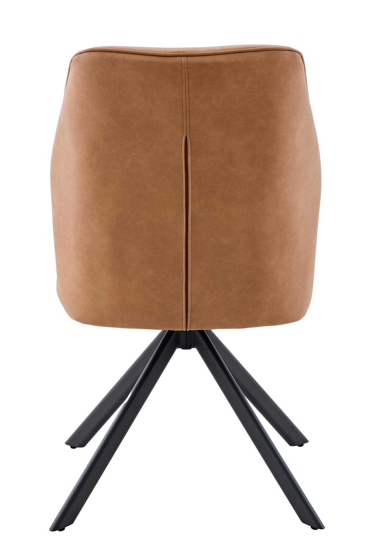 STUHL-SET PRIZZI S 2ER-SET - Cognac/Schwarz, MODERN, Textil/Metall (51/92/65cm) - MID.YOU