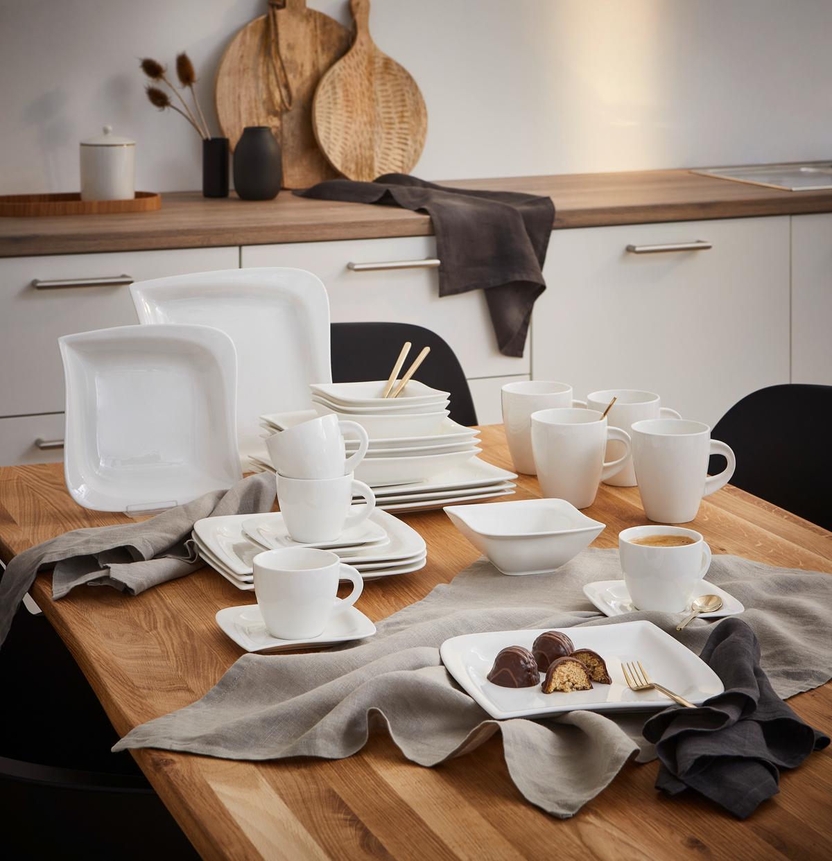 SERWIS OBIADOWO-ŚNIADANIOWY LA MUSICA - biały, Konventionell, ceramika - Novel