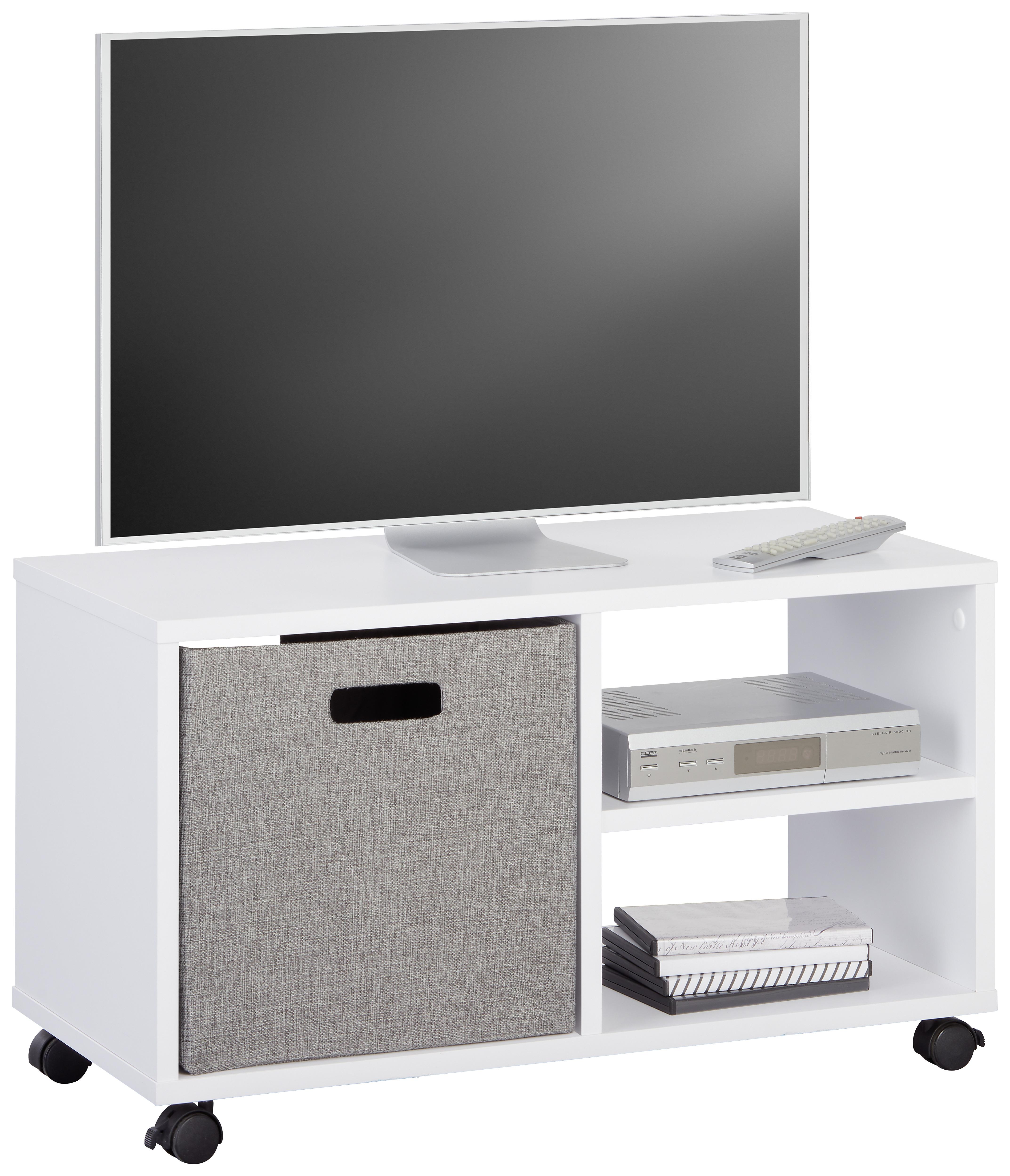 Médiaállvány Görgős Fehér Flip Ii - fehér, Modern, műanyag/faalapú anyag (75/44/35cm) - Best Price