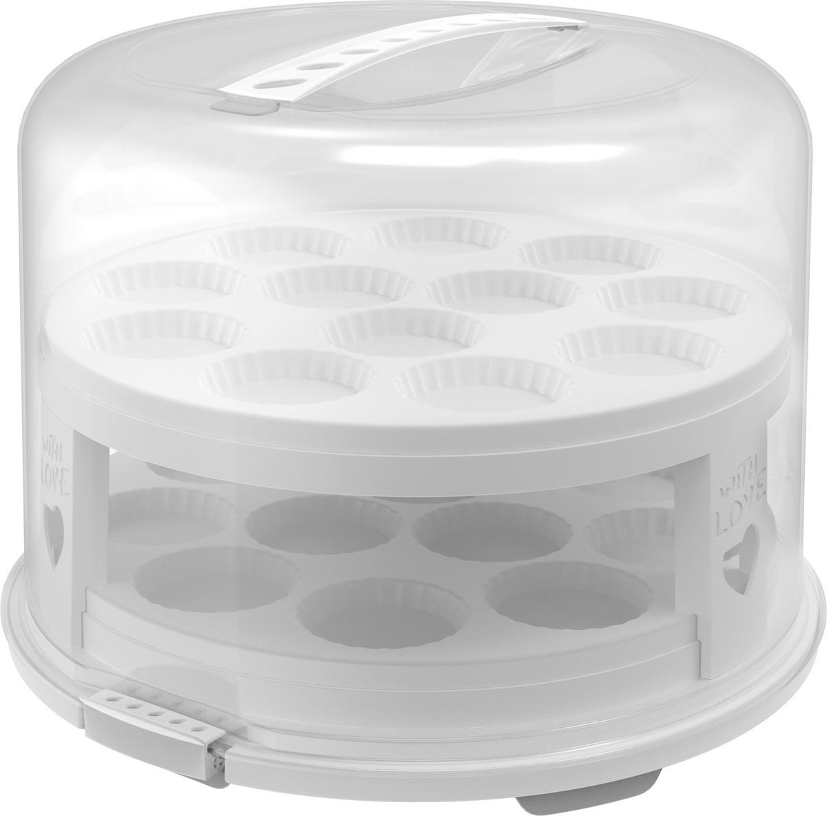 POJEMNIK DO TRANSPORTU CIASTA 1046001100 - biały/przezroczysty, Basics, tworzywo sztuczne (35,5/34,5/26cm) - Rotho