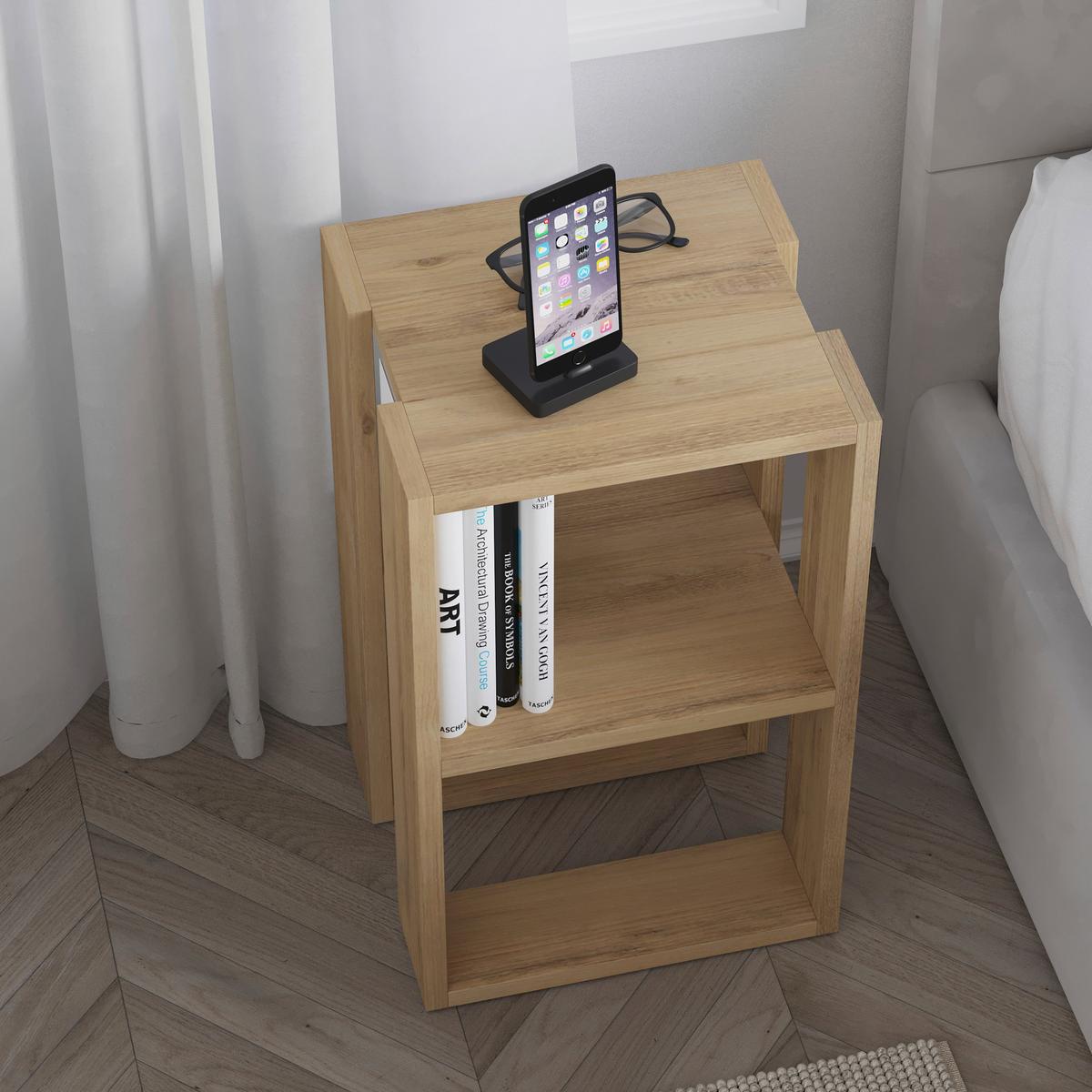 Nachttisch Lonie ca. 34x55x30 cm Eiche Hell - Eichefarben, Design, Holzwerkstoff (34/55/30cm) - Livetastic