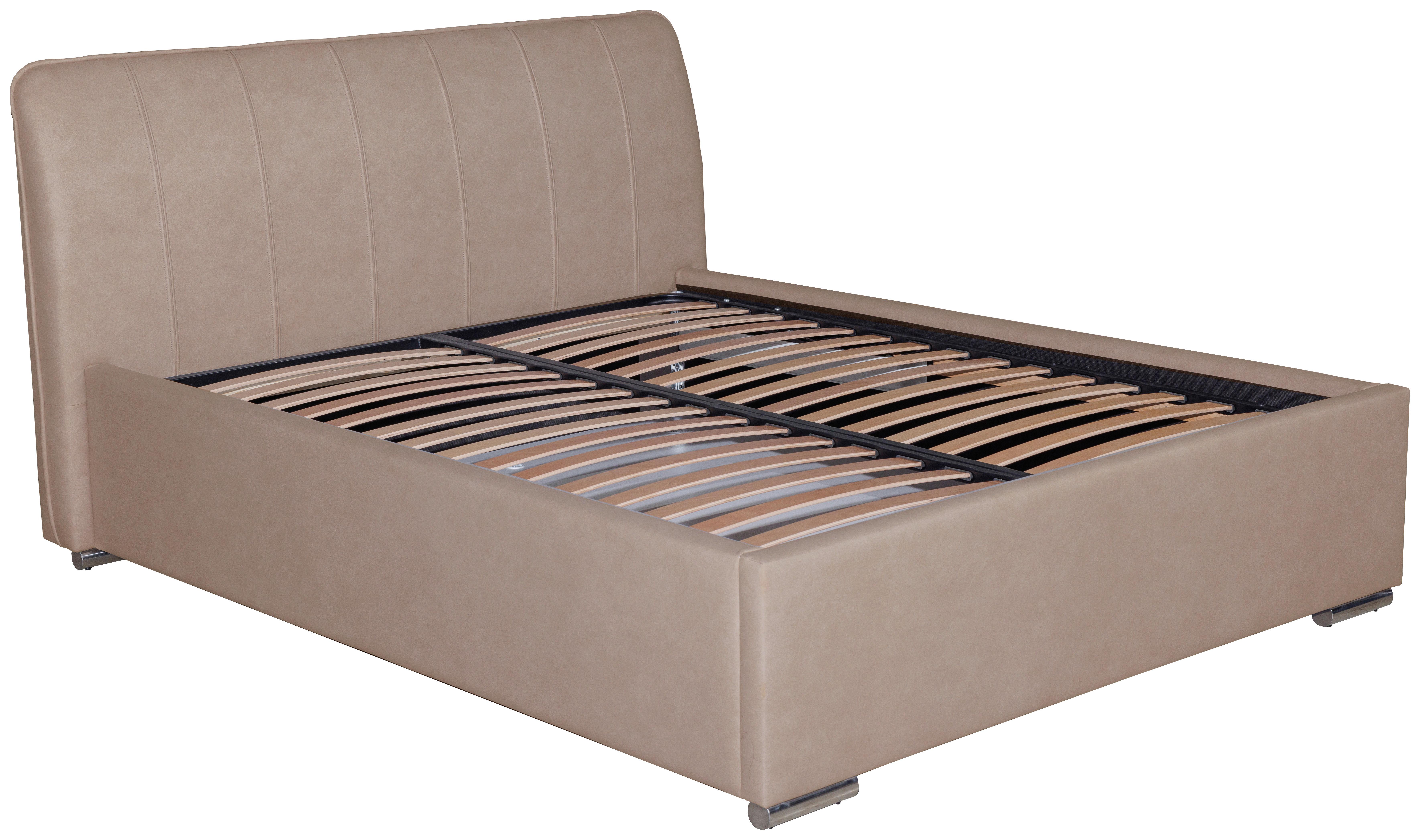 Oblazinjena Postelja France Storage, 160x200, Rjavosiva - barve kroma/rjavosiva, Basics, kovina/tekstil (160/200cm) - Modern Living