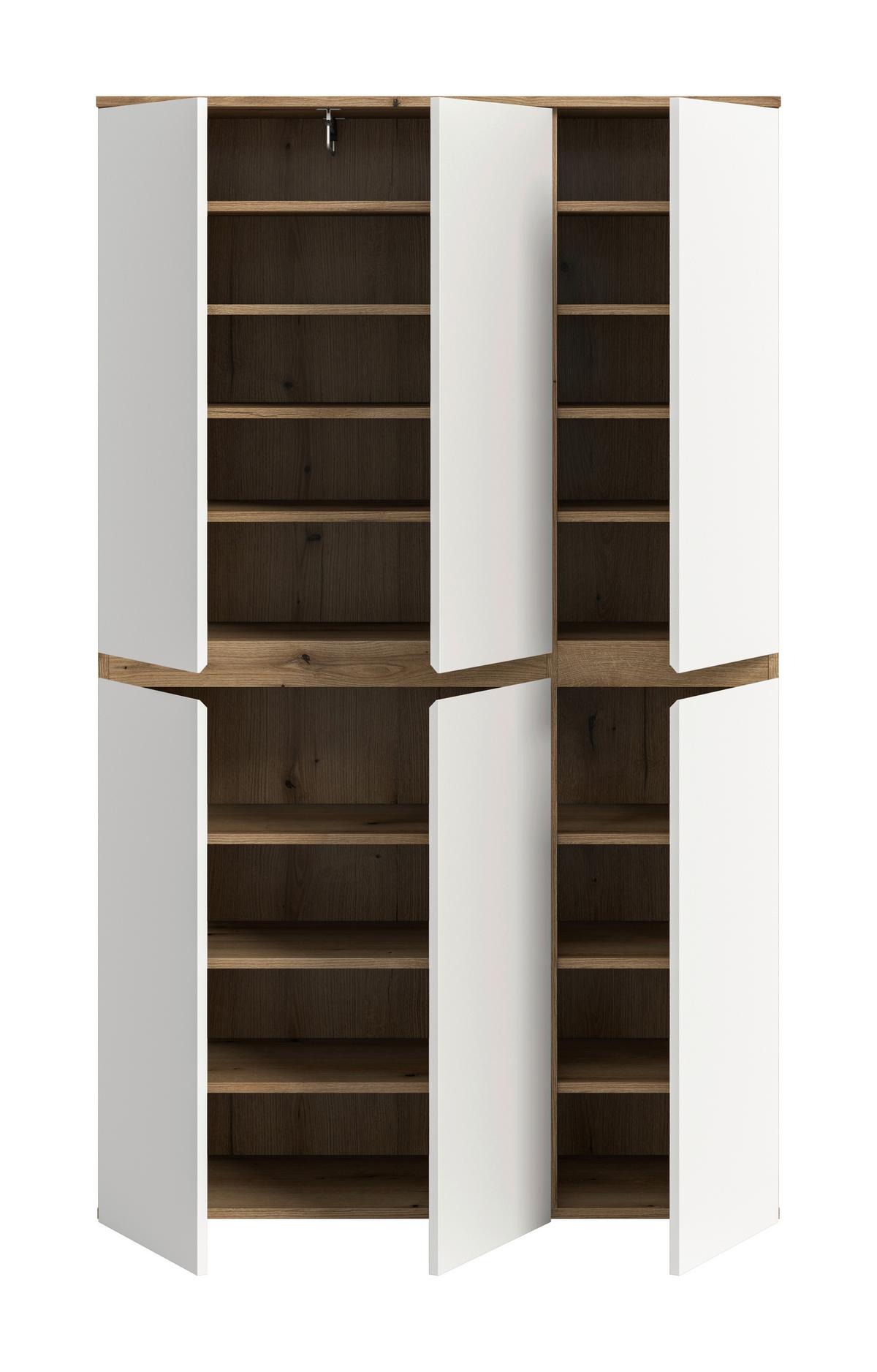 Garderobenschrank Scarpa Weiß/Eiche - Eichefarben/Schwarz, Design, Holzwerkstoff/Kunststoff (105/175/37cm) - Livetastic