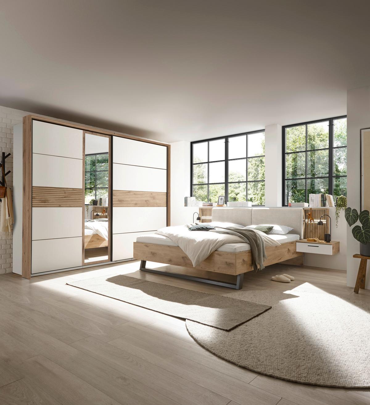 Posteljna Garnitura Daria, Bela, Barva Hrasta, 180x200cm - barve hrasta/bela, Moderno (180/200cm) - P & B