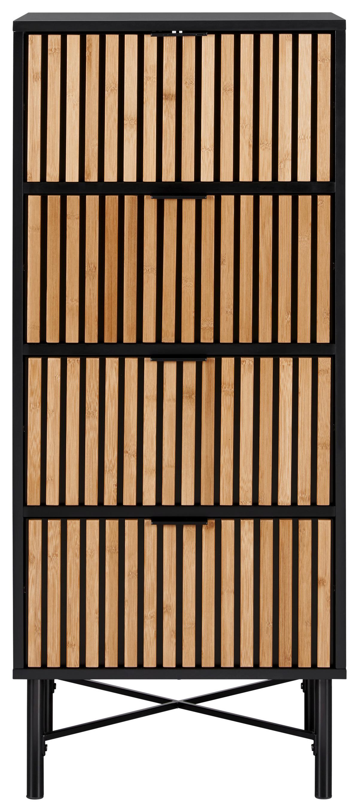 Kommode Madrid Schwarz/Naturfarben massiv - Eichefarben/Schwarz, MODERN, Holz/Holzwerkstoff (48/114/40cm) - Mömax