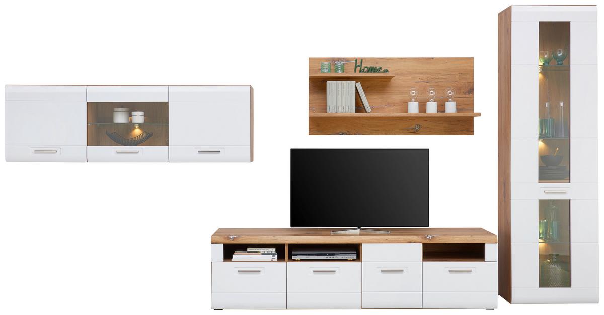 Vitrina Auris - bijela, Moderno, staklo/drvni materijal (60/204,2/37,1cm) - Modern Living