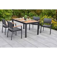 Gartentischgruppe Astros 9-tlg. Graphitfarben - Graphitfarben/Naturfarben, KONVENTIONELL, Kunststoff/Textil (55/84/61cm) - Gardenson