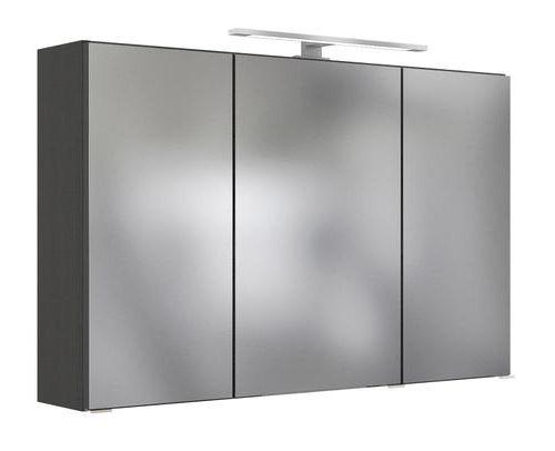 Spiegelschrank Arezzo mit LED 3-türig ca. 100x64 cm Grau - Alufarben, Basics, Glas/Holzwerkstoff (100/64/20cm) - Held