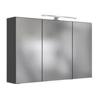 Spiegelschrank Arezzo mit LED 3-türig ca. 120x64 cm Grau - Graphitfarben/Alufarben, Basics, Glas/Holzwerkstoff (120/64/20cm) - Held