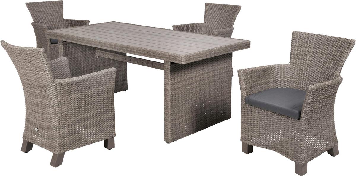 Gartentischgruppe Toskana 9-tlg. Grau - Grau, KONVENTIONELL, Holz/Kunststoff - Gardenson