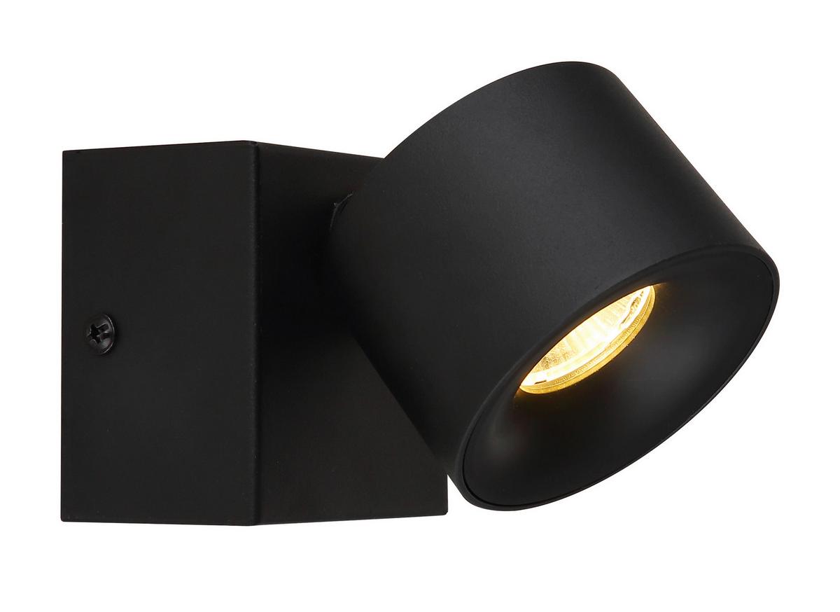 LED-Strahler Rae Schwarz max. 6 Watt - Transparent/Schwarz, Design, Kunststoff/Metall (7,2/9,5cm) - Globo