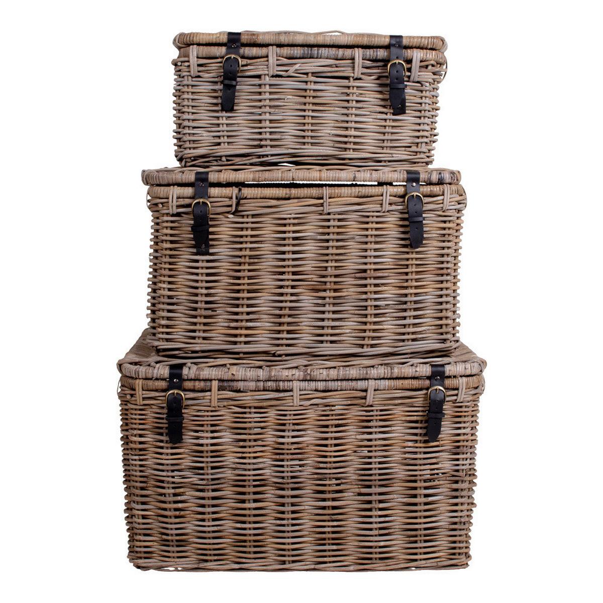 Korbset Depot Storage Trunk Naturfarben, 3er Set - Naturfarben, Basics, Naturmaterialien (81/48/51cm)