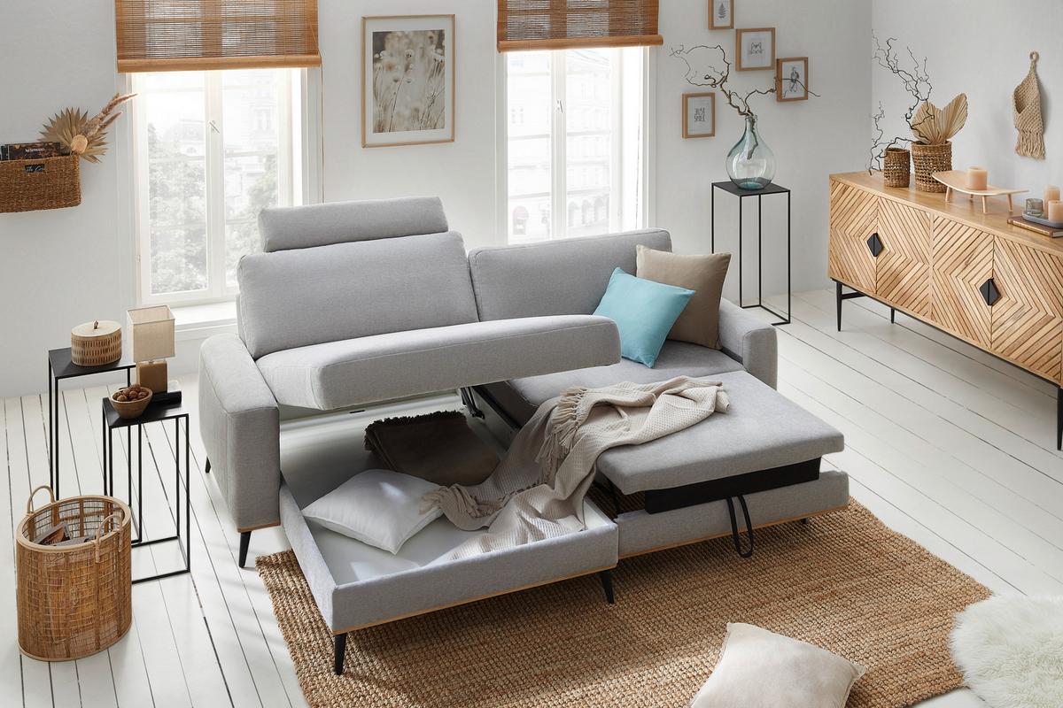 Sedežna Garnitura Romeo - siva/črna, Konvencionalno, kovina/tekstil (234/87/167cm) - Premium Living