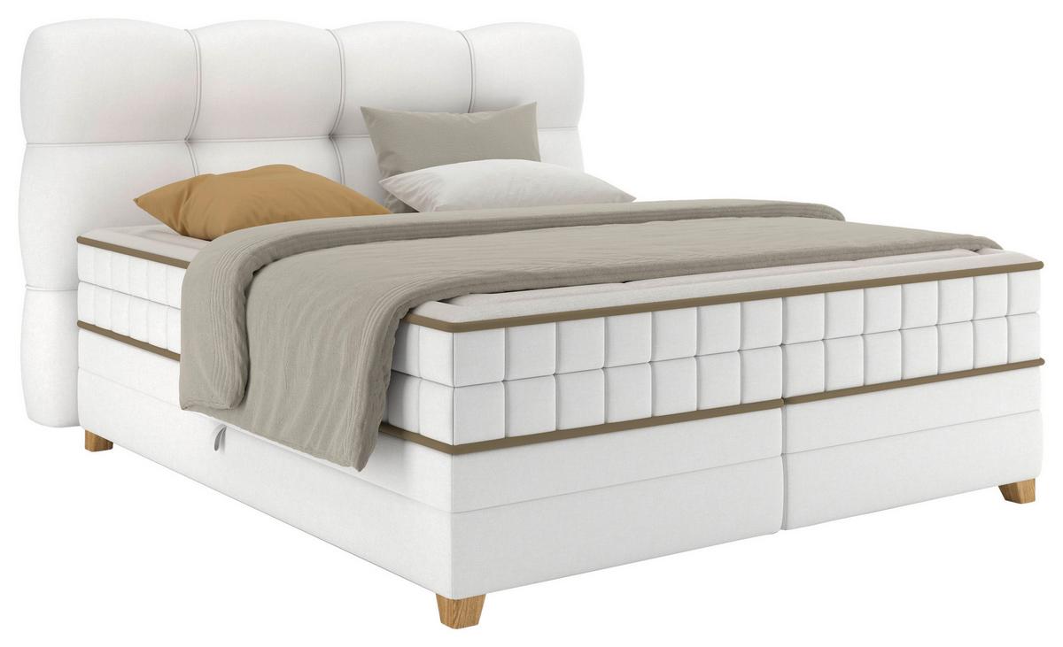 Boxspringbett Bianco Beige ca. 160x200cm - Beige, KONVENTIONELL, Holz/Holzwerkstoff (160/200cm) - Premium Living