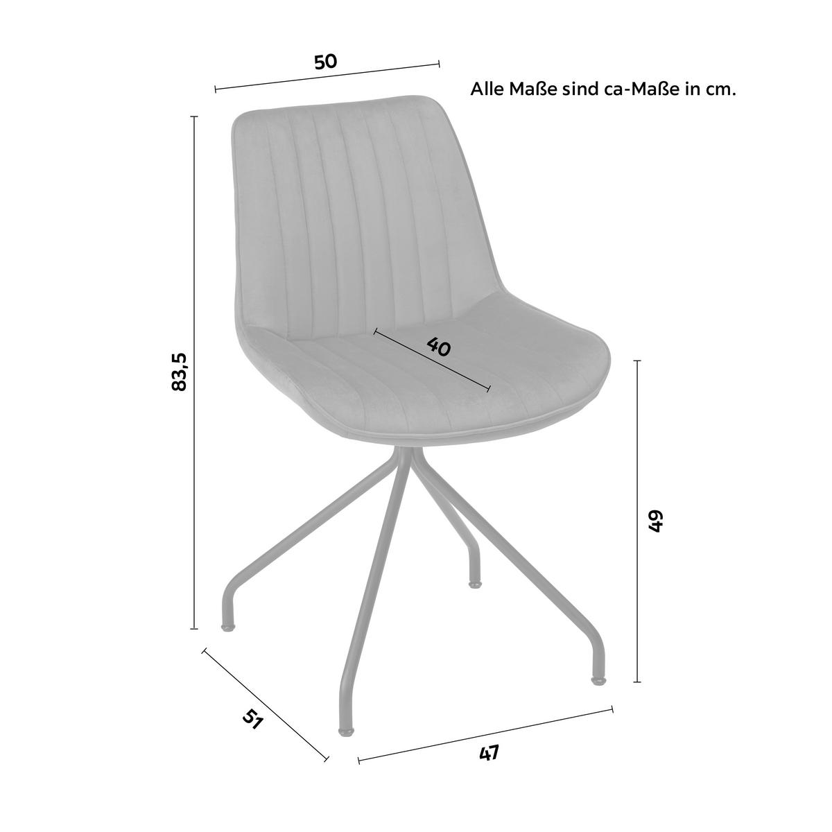 Stuhl Mattheo in Grün Samtbezug - Schwarz/Grau, MODERN, Textil/Metall (50/83,5/51cm) - Mömax