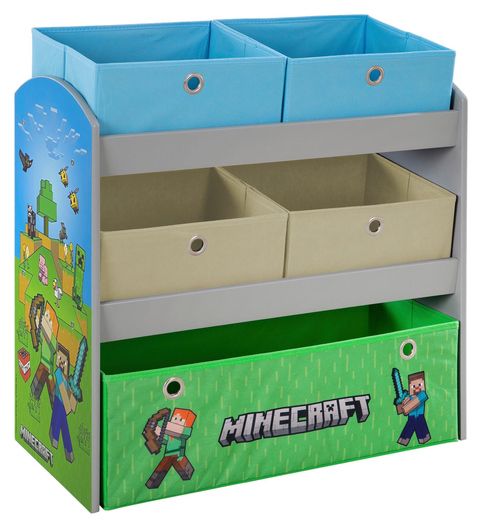 Kinderregal Minecraft ca. 60x63,5x30 cm Grün/Blau - Blau/Multicolor, MODERN, Holzwerkstoff/Textil (60/63,5/30cm) - Minecraft