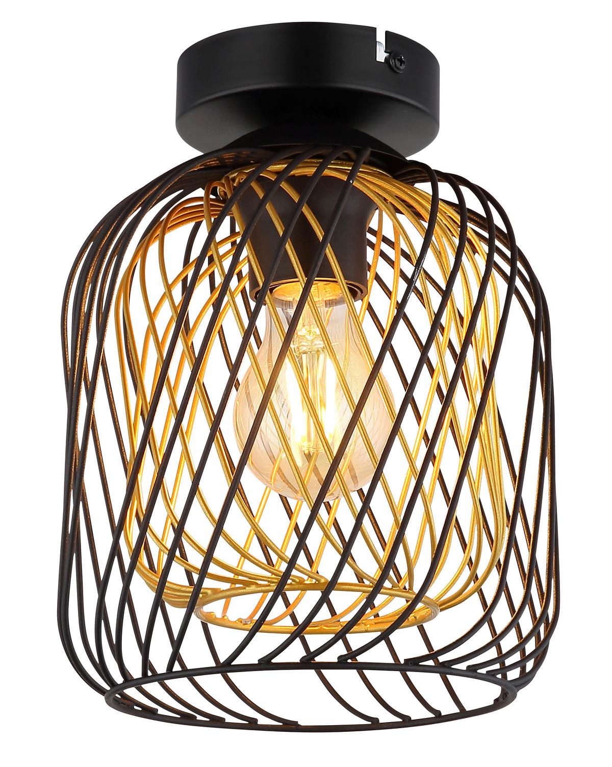 DECKENLEUCHTE 15965DS DICHTI - Goldfarben/Schwarz, Basics, Metall (18/24,5cm) - Globo