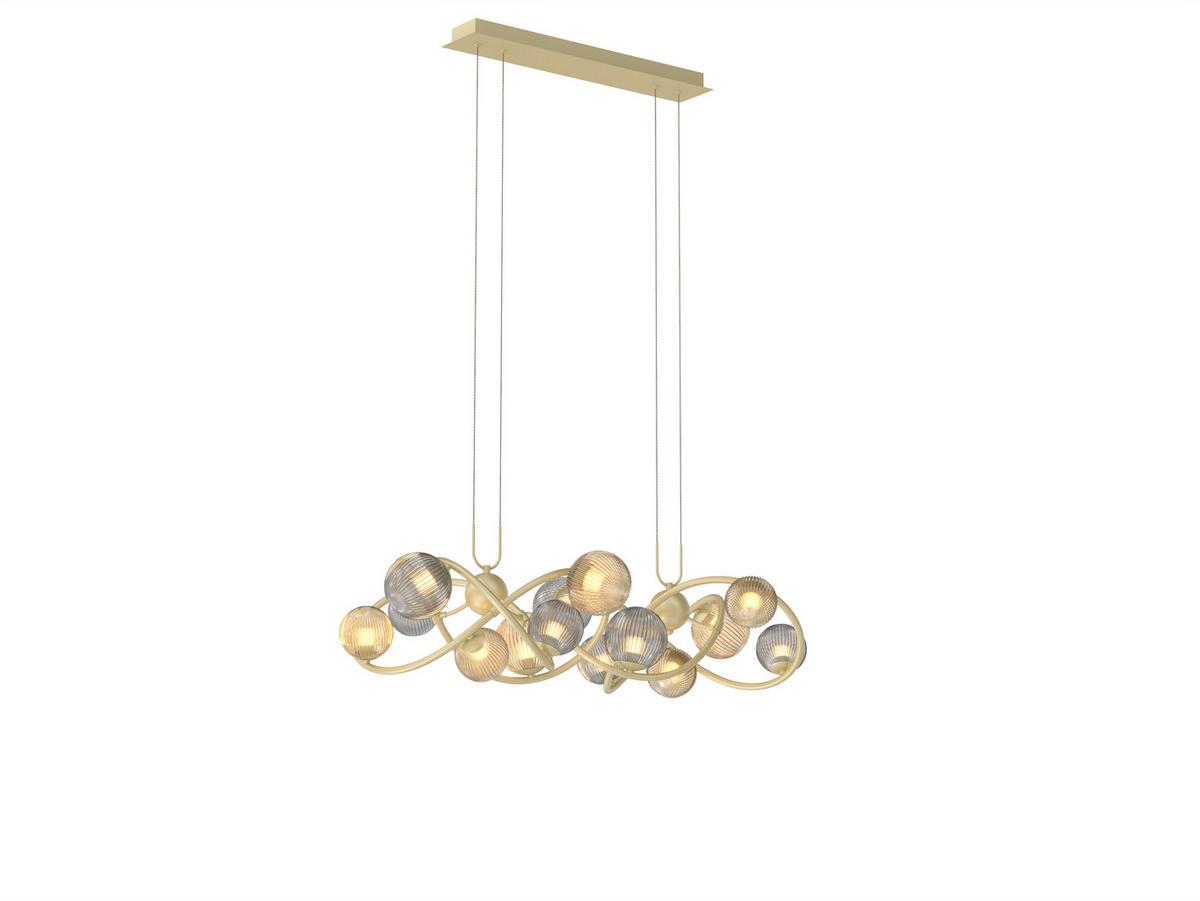LAMPA WISZĄCA LED 7015-1404 METZ - kolor złoty, Design, metal/szkło (60/150cm) - Wofi