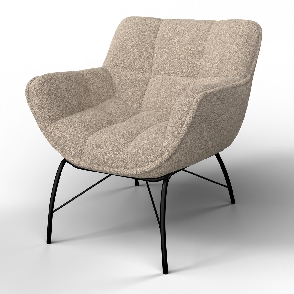Sessel Robin Beige Webstoff - Beige/Schwarz, MODERN, Textil/Metall (72/78/81cm) - Bessagi Home