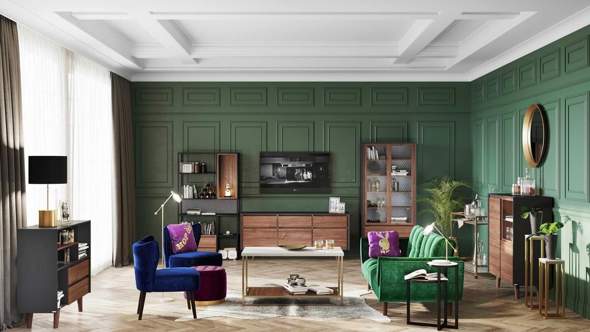 Hocker LIZ Beere Samt - Beere, LIFESTYLE, Textil (50/40/50cm) - Playboy