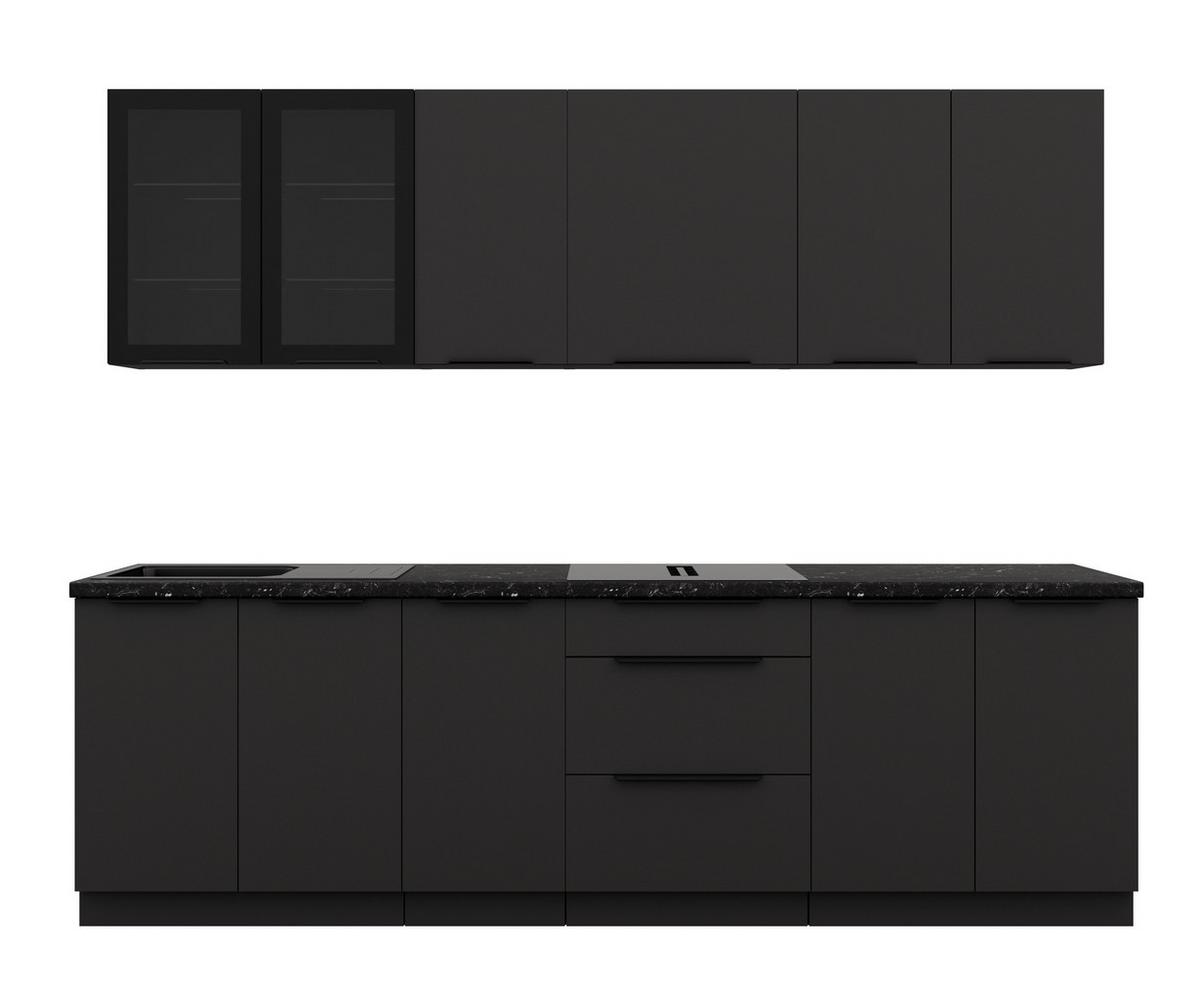 Blok Kuhinja Siena - crna, Moderno, staklo/metal (260/210/60cm) - Modern Living